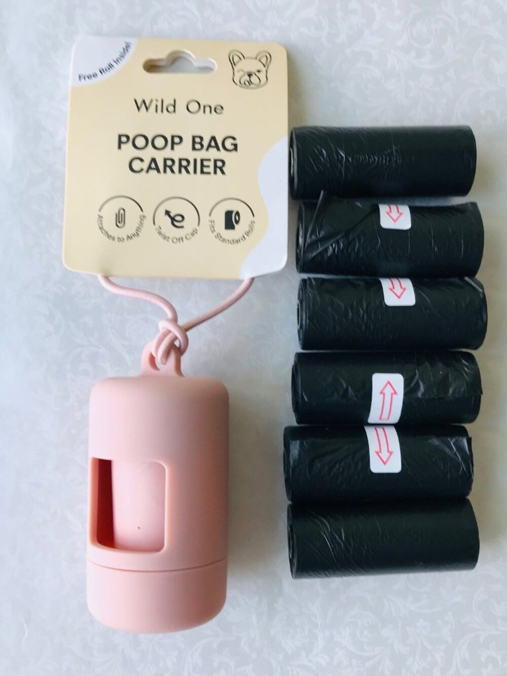 Dog Wild One  Poop Bag  Carrier Dispenser Pink + 90 Poop Bags ( Not wild one)